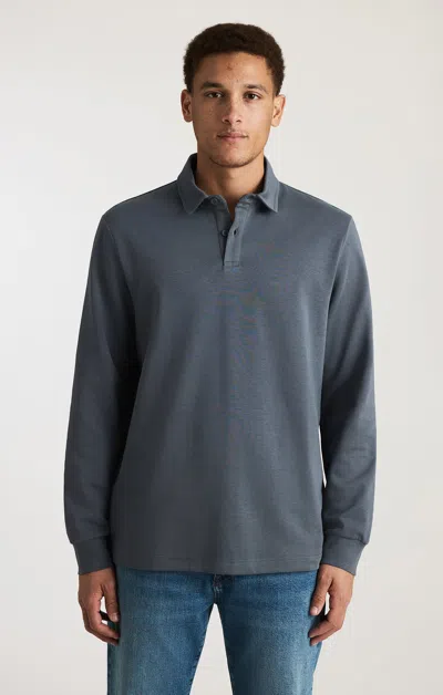 Mavi Long Sleeve Polo T-shirt In Turbulence In Gray