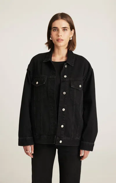 Mavi Luna Denim Jacket In Dark Smoke 90s In Black