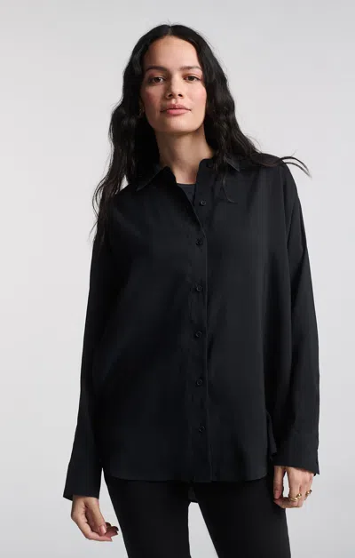 Mavi Luxe Touch Button-up Shirt In Black