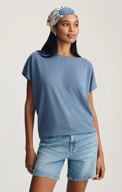 Mavi Luxe Touch Tencel™ Boat Neck T-shirt In Bijou Blue In Multi