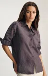 Mavi Luxe Touch Tencel™ Button-up Shirt In Sweet Grape Stripe In Purple