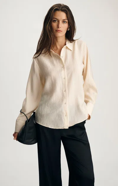 Mavi Luxe Touch Tencel™ Button-up Shirt In Whitecap Grey In Sand