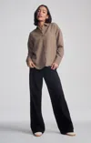 Mavi Luxe Touch Tencel™ Button-up Striped Shirt In Cub Stripe In Brown