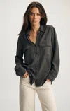 Mavi Luxe Touch Tencel™ Double Pocket Button-up Shirt In Dark Shadow In Gray