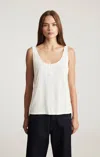 Mavi Luxe Touch Tencel™ Henley Tank Top In Antique White In White