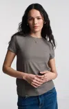 Mavi Luxe Touch Tencel™ Ribbed T-shirt In Dark Gull Gray In Dark Grey