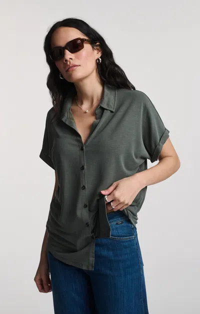 Mavi Luxe Touch Tencel™ Short Sleeve Shirt In Beluga In Green