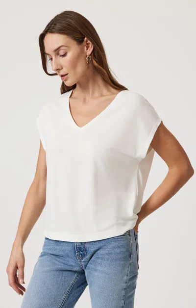Mavi Luxe Touch Tencel™ V-neck T-shirt In Antique In White