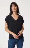 Mavi Luxe Touch Tencel™ V-neck T-shirt In Black In Black