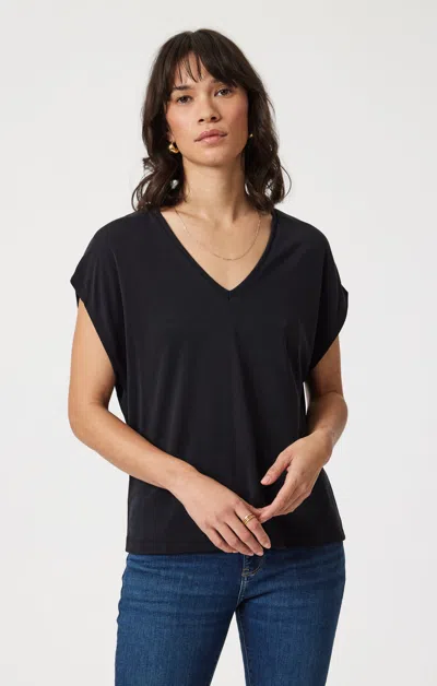 Mavi Luxe Touch Tencel™ V-neck T-shirt In Black