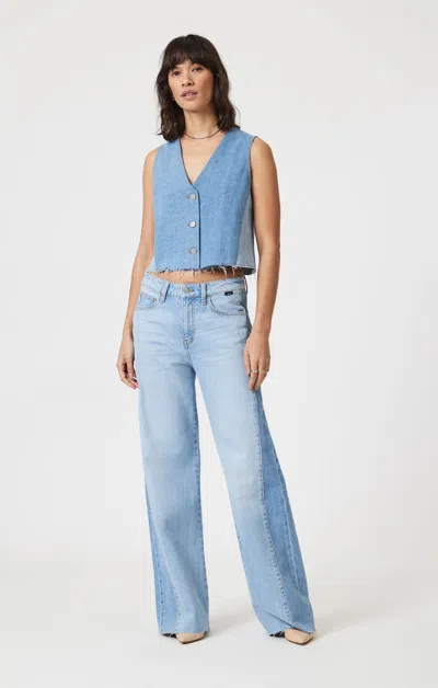 Mavi Malibu Wide Leg In Blocking Denim In Light Blue