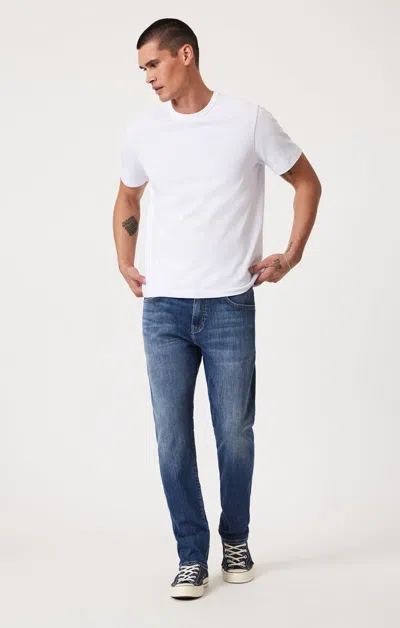 Mavi Marcus Slim Straight Leg In Dark Brushed Williamsburg In Dark Blue