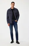 Mavi Marcus Slim Straight Leg In Deep Brushed Feather Blue In Dark Blue
