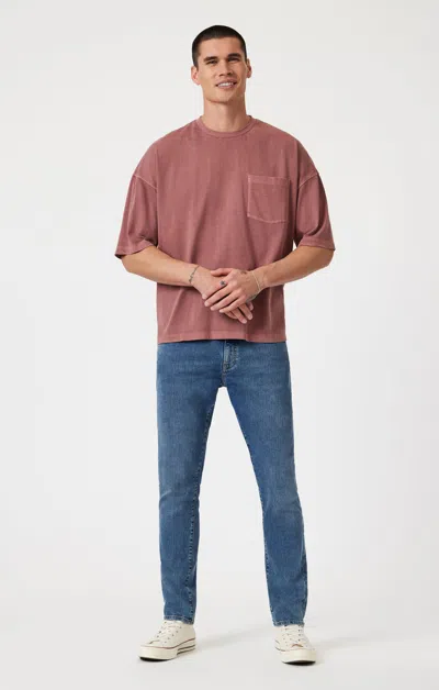 Mavi Marcus Slim Straight Leg In Light Brushed Selvedge In Light Blue