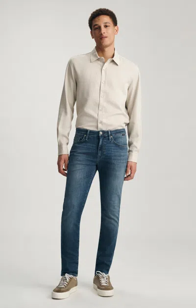 Mavi Marcus Slim Straight Leg In Mid  Brushed Organic Vintage In Blue
