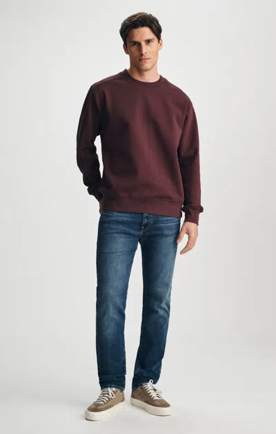 Mavi Marcus Slim Straight Leg In Mid Brushed Williamsburg In Medium Blue