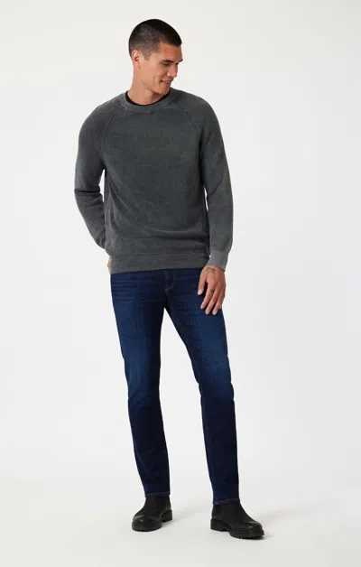 Mavi Marcus Slim Straight Leg In Rinse Brushed Feather Blue In Dark Blue