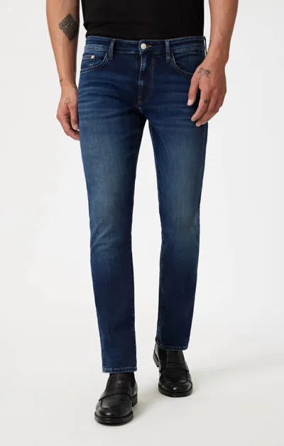 Mavi Marcus Slim Straight Leg Jeans In Deep Brushed Feather Blue In Multi