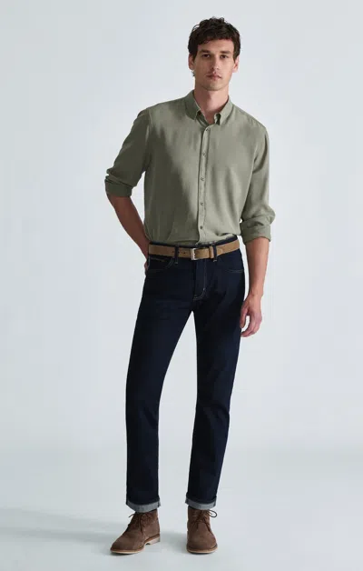 Mavi Marcus Slim Straight Leg Jeans In Rinse Selvedge In Dark Blue