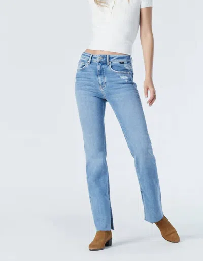 Mavi Maria Slit Hem Flare Jeans In Mid Shaded Denim In Blue