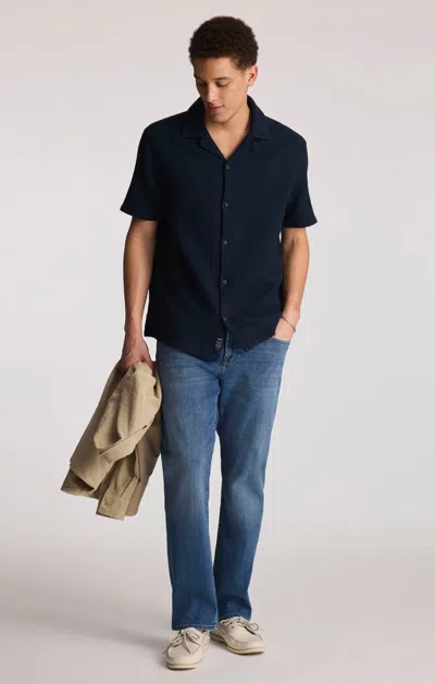 Mavi Matt Relaxed Straight Leg In Mid Indigo Brushed Williamsburg In Blue