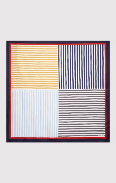 Mavi Medium Silk Striped Bandana In Beige Navy Stripe