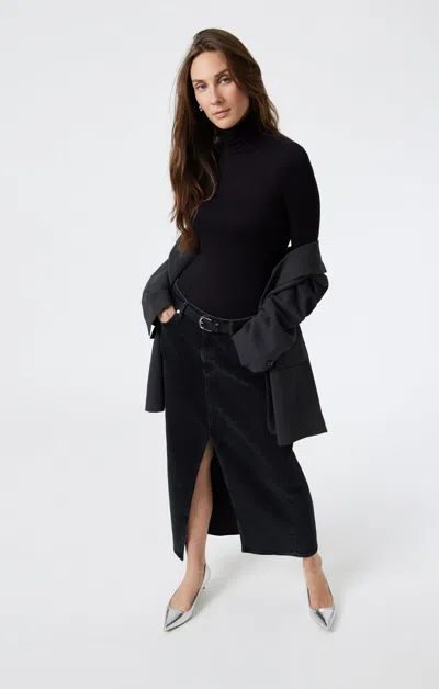 Mavi Milena Denim Skirt In Dark Smoke Denim In Black