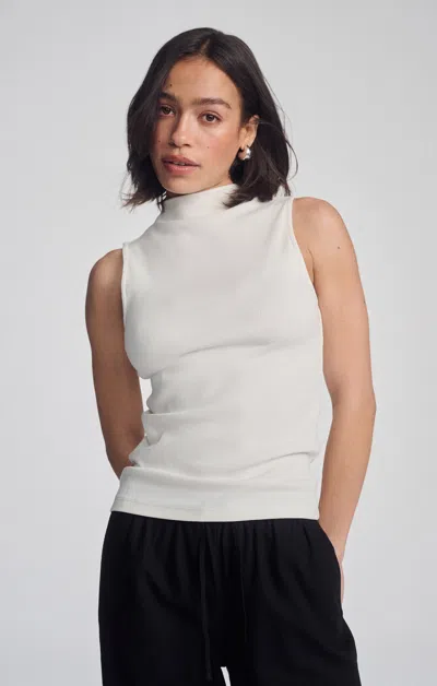 Mavi Mock Neck Tank Top In Antique White