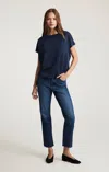 Mavi New York Straight Leg In Dark Brushed Flex Blue In Blue