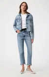 Mavi New York Straight Leg In Shiny Mid Denim In Medium Blue