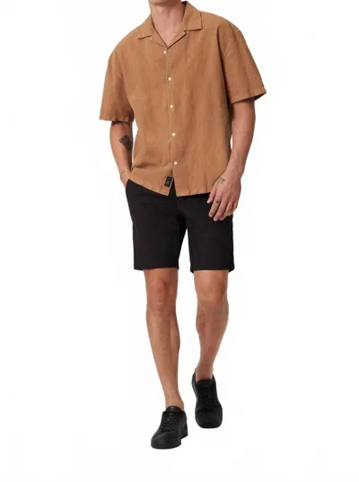 Mavi Noah Mid Rise Shorts In Black Luxe Twill In Brown