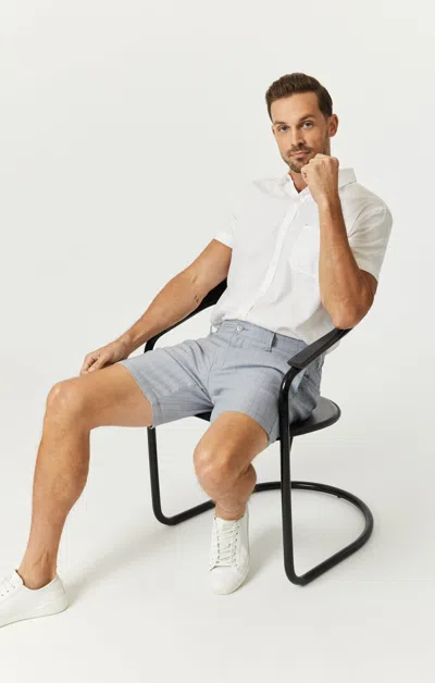 Mavi Noah Shorts In Blue Stripe Linen In Light Blue