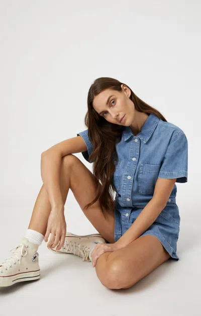 Mavi Noreen Romper In Mid Denim In Medium Blue