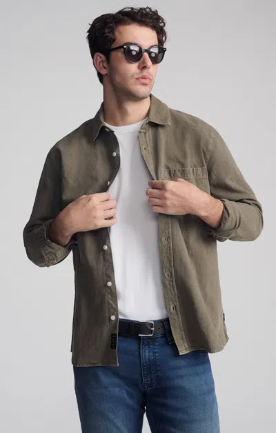 Mavi One Pocket Long Sleeve Button-up Shirt In Bungee Cord In Brown