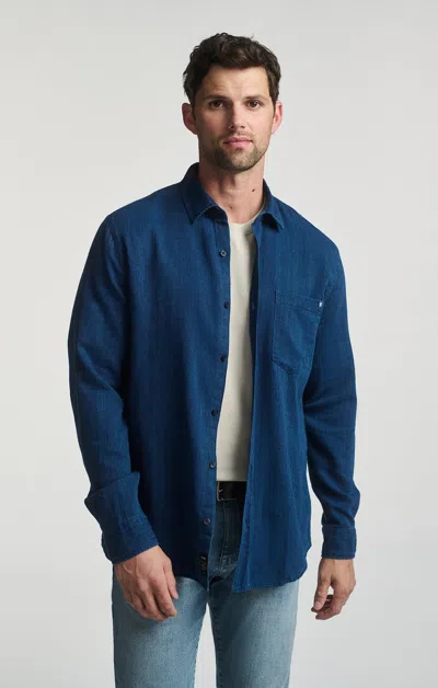 Mavi One Pocket Long Sleeve Button-up Shirt In Indigo In Dark Blue