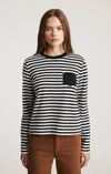 Mavi One Pocket Long Sleeve T-shirt In Black White Stripe In Multi