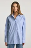 Mavi Oversized Button-up Shirt In Navy Stripe In White