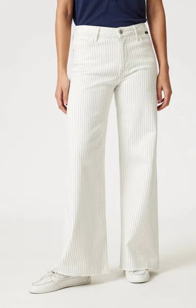 Mavi Paloma Mid Rise Stripe Jeans In Off-white