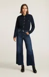 Mavi Paloma Wide Leg In Dark Blue Feather Luxe In Blue