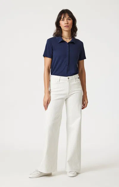 Mavi Paloma Wide Leg In Off-white Stripe Denim