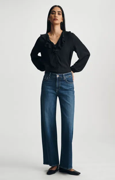 Mavi Paloma Wide Leg Jeans In Dark Brushed Gold Premium In Dark Blue