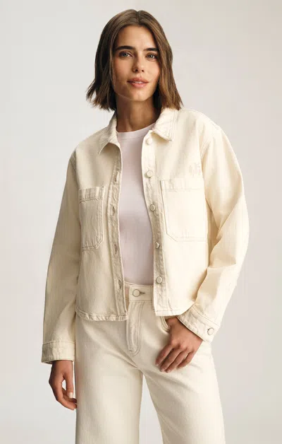 Mavi Paola Cropped Denim Overshirt In Cream Denim In Sand