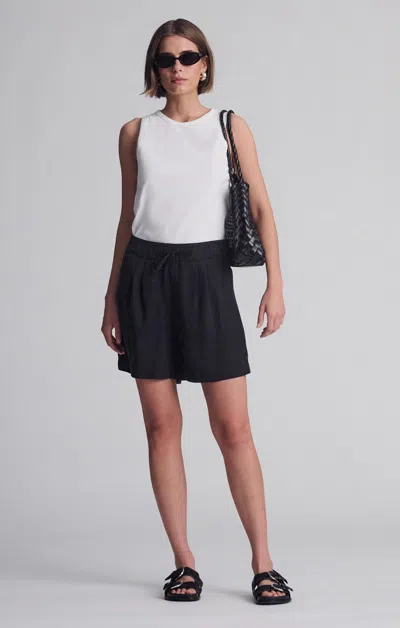 Mavi Penny Pleated Shorts In Black  Gold