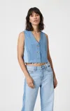 Mavi Peony Denim Vest In Blocking Denim In Light Blue