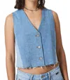 Mavi Peony Denim Vest In Blocking Denim In Blue