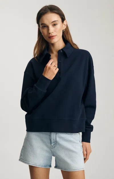 Mavi Pique Polo Sweatshirt In Black Iris In Blue