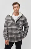 Mavi Plaid Hooded Shacket In Black Check In Grey