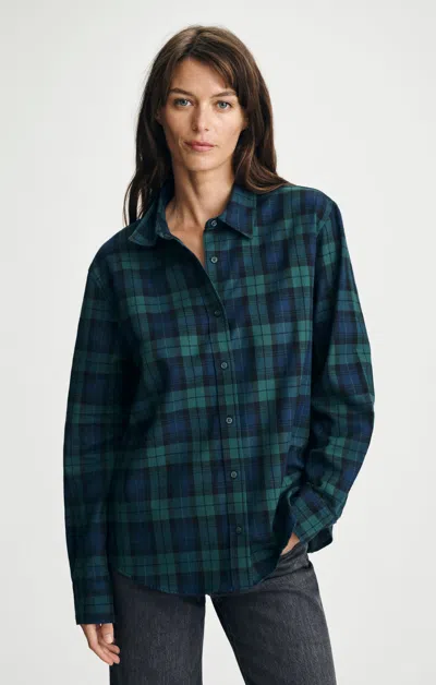 Mavi Plaid Long Sleeve Button-up Shirt In Navy Check In Dark Blue