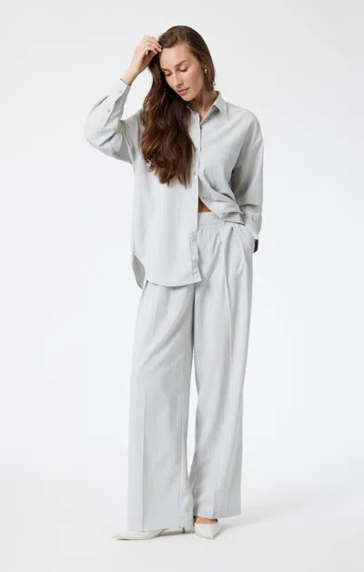 Mavi Pleated Wide Leg Pants In Pin Stripe In Grey