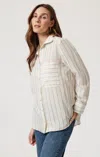 Mavi Pocket Long Sleeve Shirt In Khaki Stripe In White